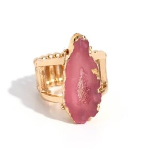 Gold and Pink Geode Ring Mineral Masterpiece Fashion opal Jewelry Paparazzi